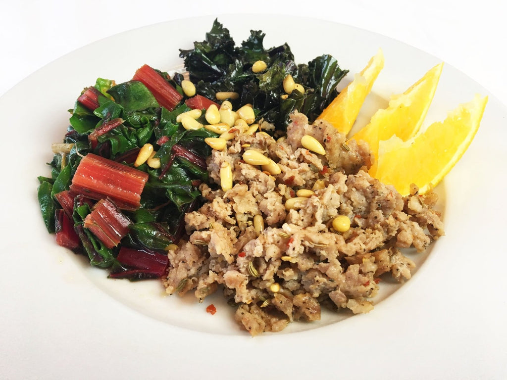 Breakfast Sausage with Sauted Greens