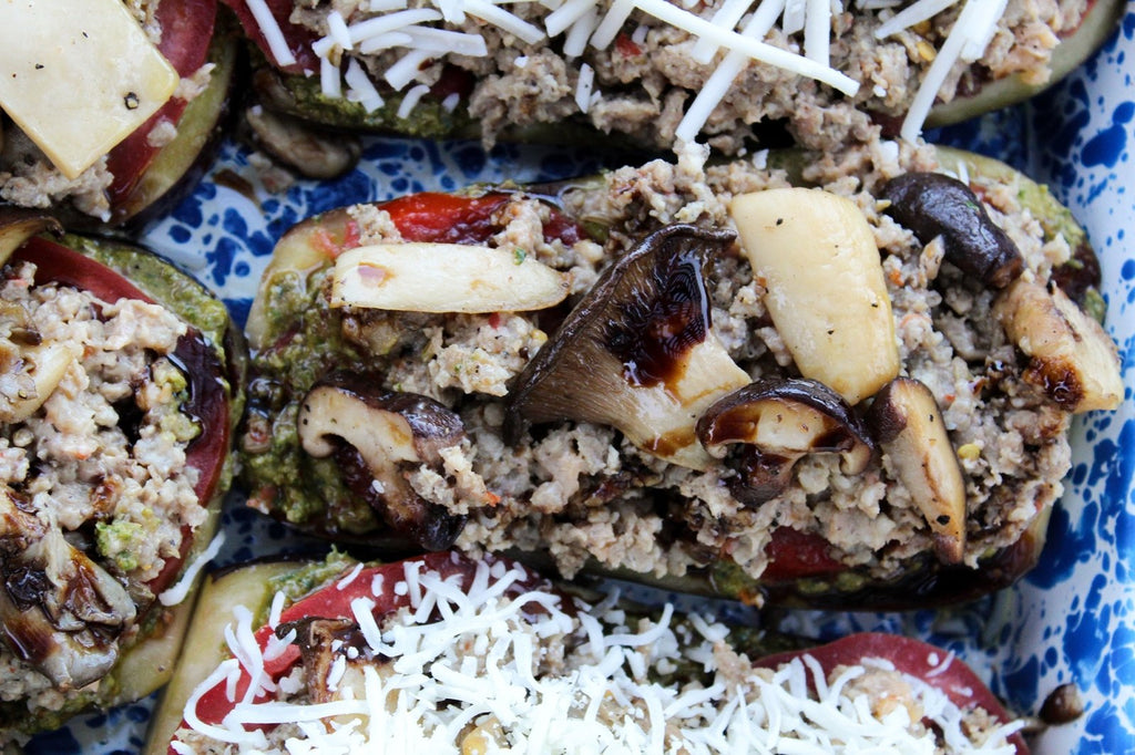 Pesto Eggplant Pizza's
