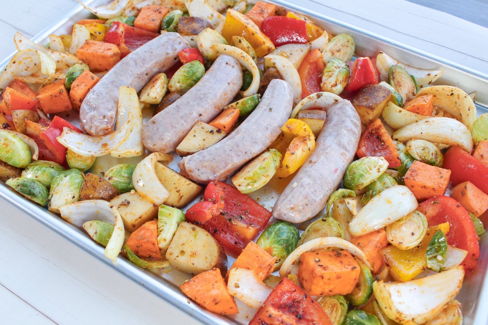 Sheet Pan Bratwurst & Roasted Vegetables Mulay's Sausage