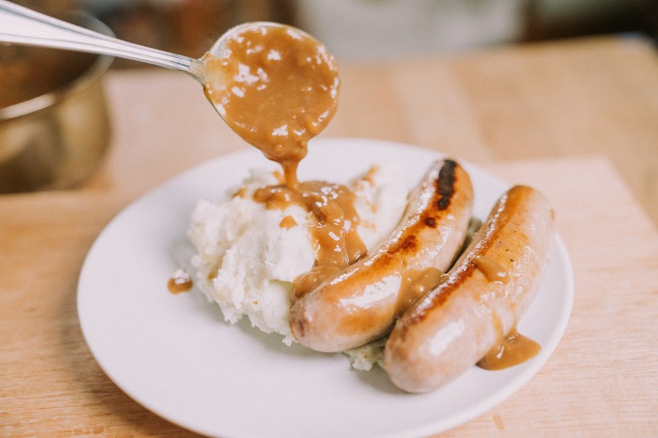 Bangers & Mash with Onion Gravy