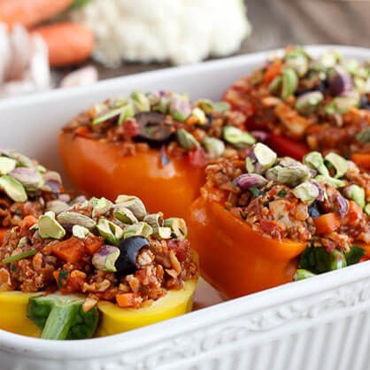 Italian Sausage & Cauliflower Rice Stuffed Peppers