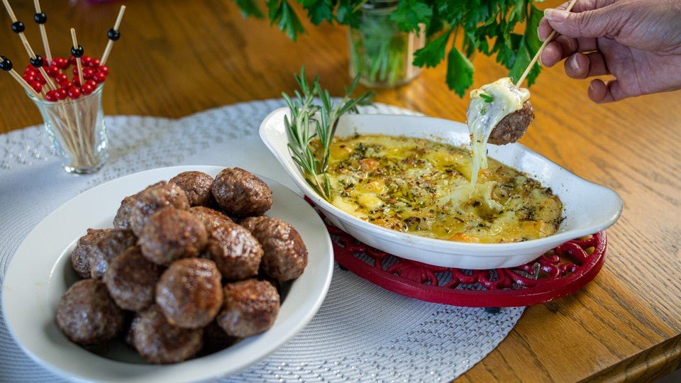 Baked Meatballs & Fontina Cheese