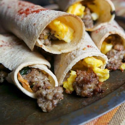 Breakfast Taquitos with eggs and squash